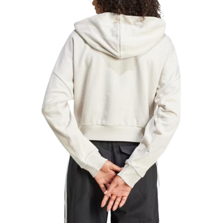 Adidas Essentials 3-Stripes French Terry Quarter-Zip Hoodie Wonder Alumina/White Women Streetwear JN1958