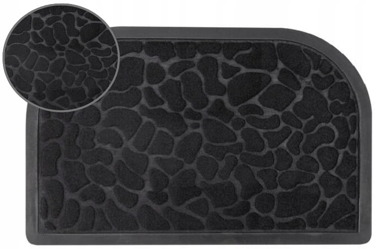 Semi-circular rubber doormat, black, 60x40cm, anti-slip