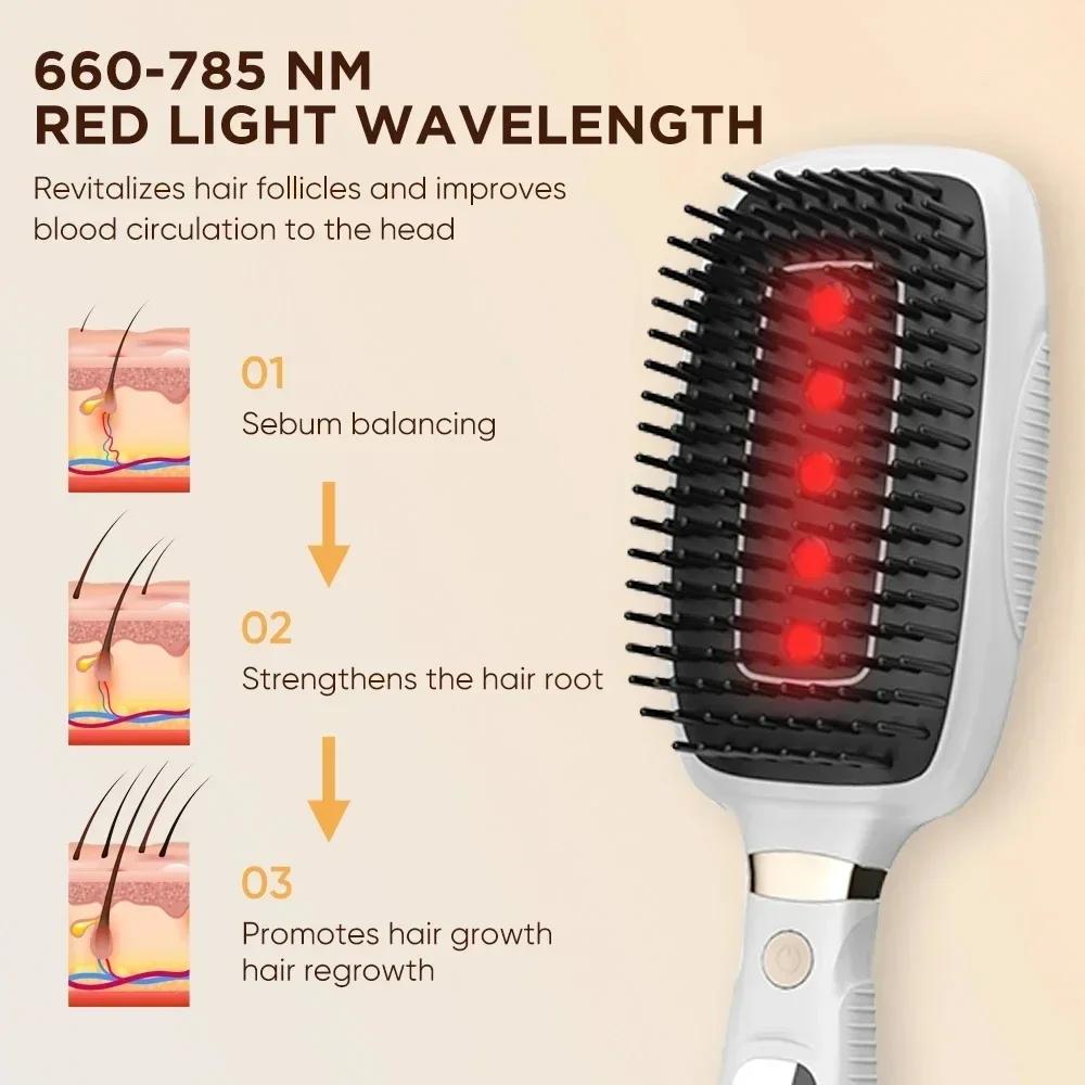 Electric Head Massage Comb Anti Hair Loss Infrared Hair Growth Comb Scalp Massager Red Light Treatment EMS Vibration