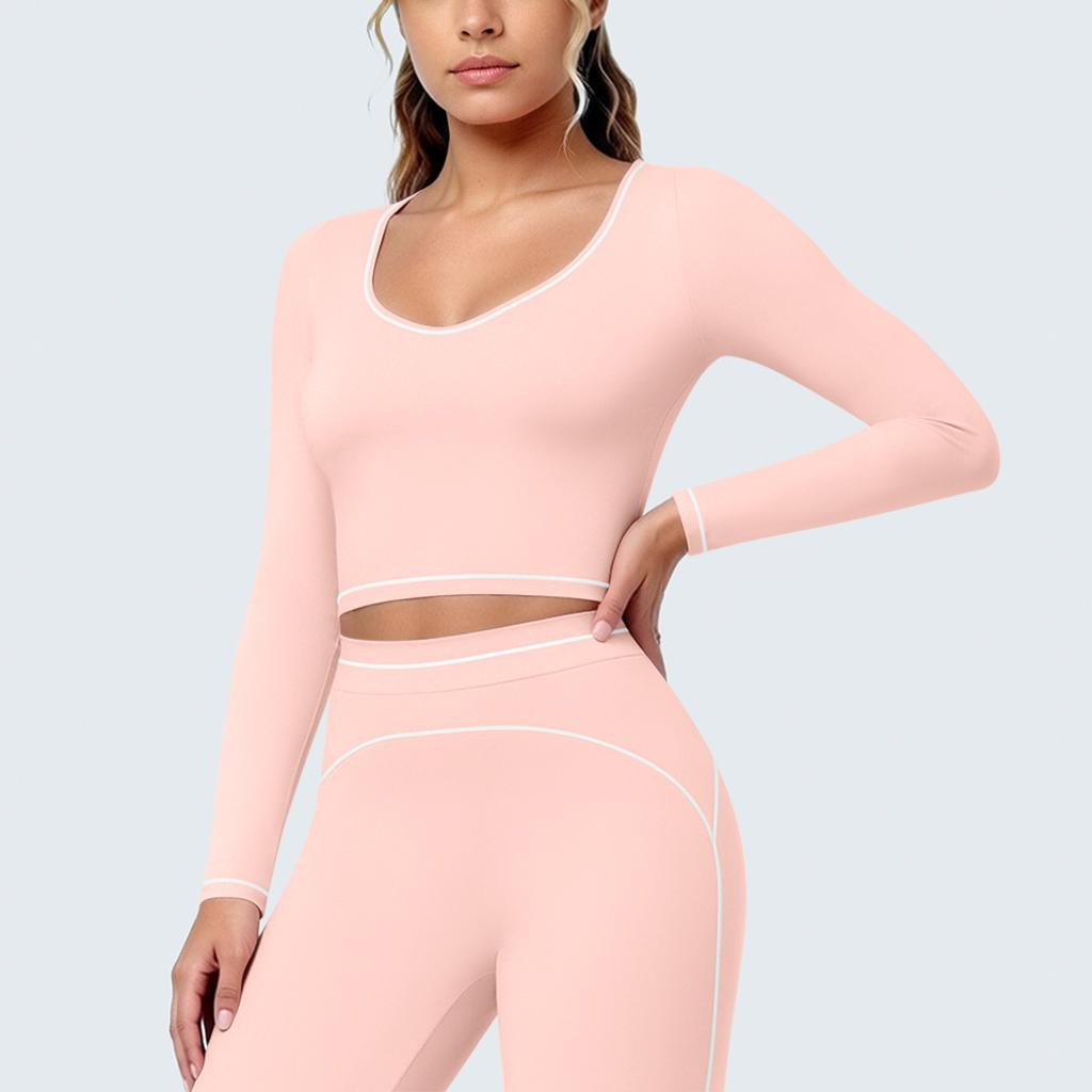 New contrasting color tight high elastic breathable yoga suit six-piece sports running fitness yoga suit women