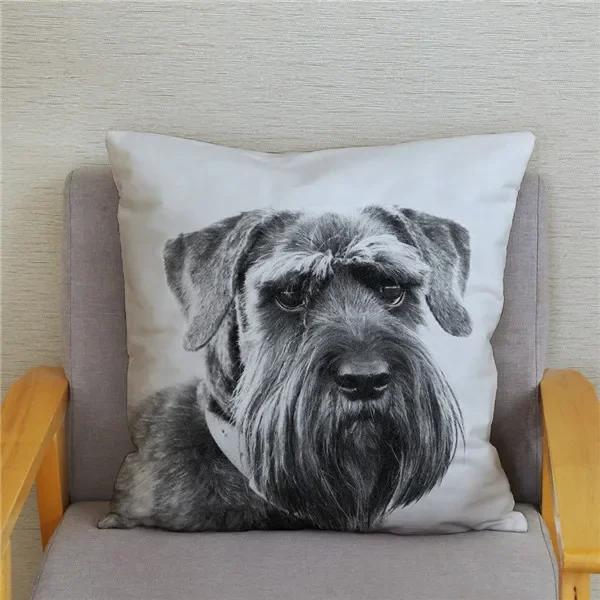 Home Bedroom Pillowcase Cute Schnauzer Print Cushion Cover Decor