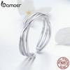 Bamoer Autentiske 925 Sterling Sølv Geometriske Twisted Wave Fingerringer i åpen størrelse