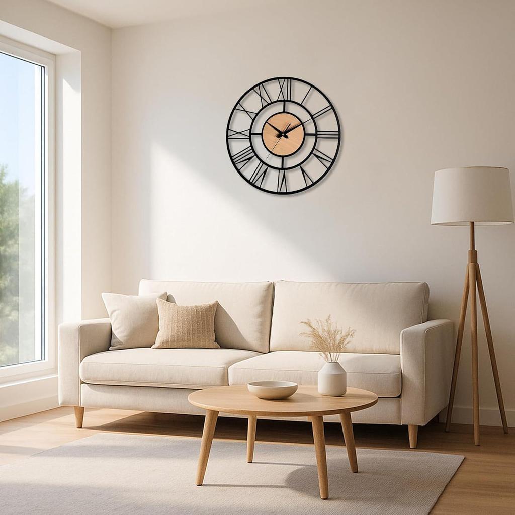40 Cm / Modern Metal Wall Clock for Living Room | Antique Silent Wall Watch for Bedroom, Drawing Room, Office, Kitchen, House and Hall