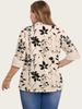 2025 Plus Size Floral Print Casual Two-Piece Seven-Sleeve Top for Women