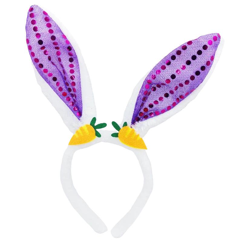 Neue Osterhasenohr-Haarbänder Plüsch-Hasenohren Karotten-Haarband Party Cosplay Kostüm Kopfschmuck Gesichtswasch-Haar-Accessoires Geschenk