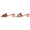Great HERMES Mule Oasis H logo leather sandals Brown leather Women 35 071002Z Used