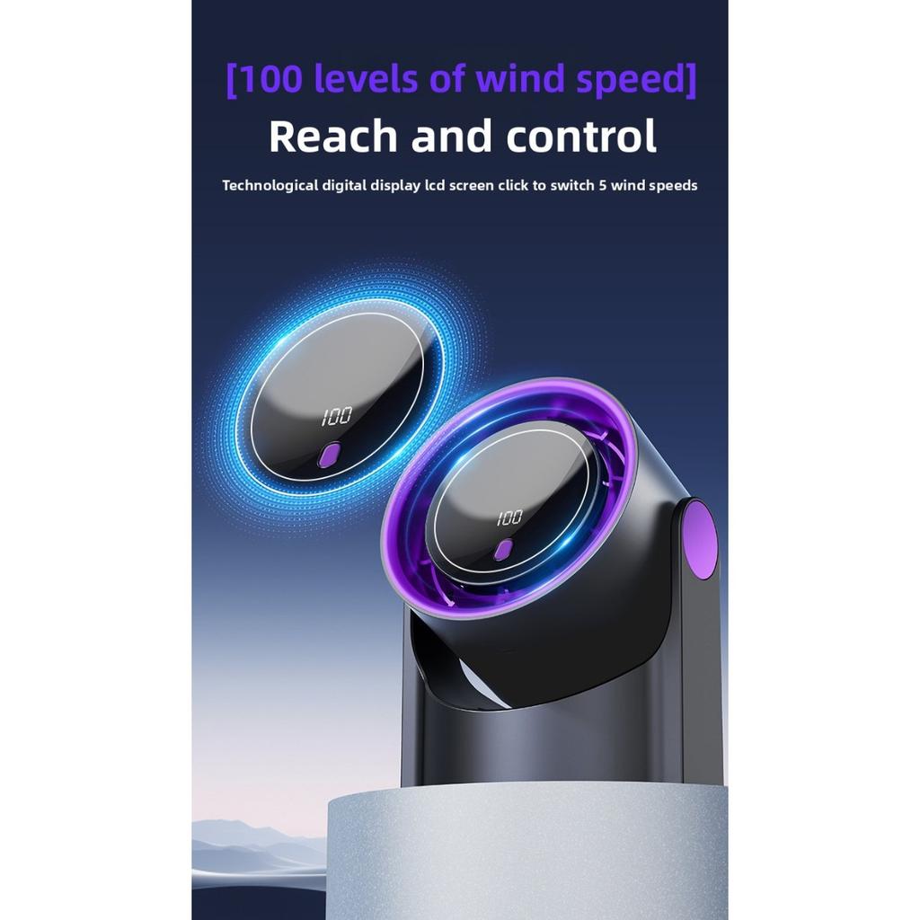 Ice Desktop Fan with Digital Display - High-speed Turbo, 5-speed Adjustment, Portable USB/battery Powered, Rechargeable Portable Fan