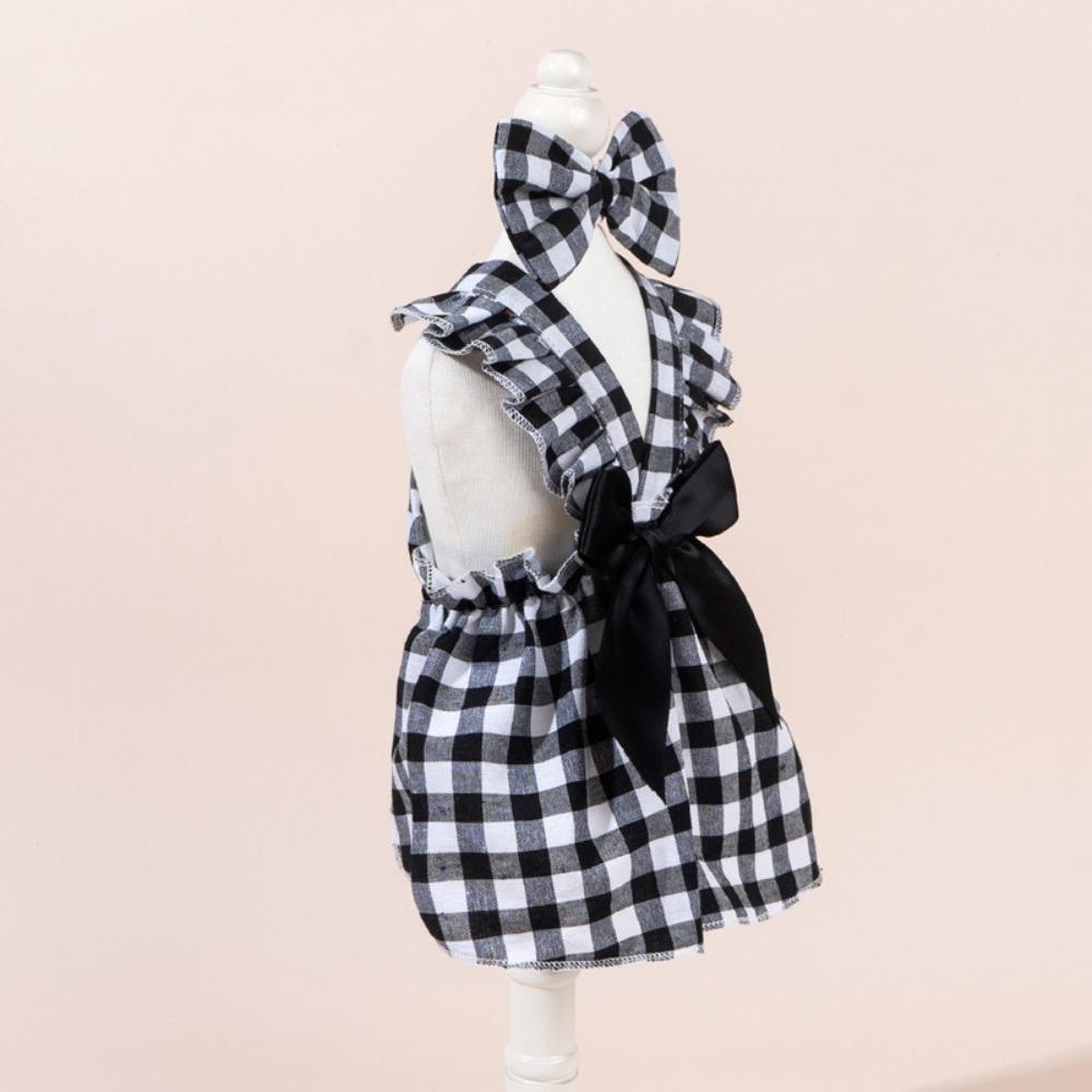 Bow Headband Cat Dog Princess Dress Polka Dots Printing Pet Dress Cute Pet Skirts Spring Summer