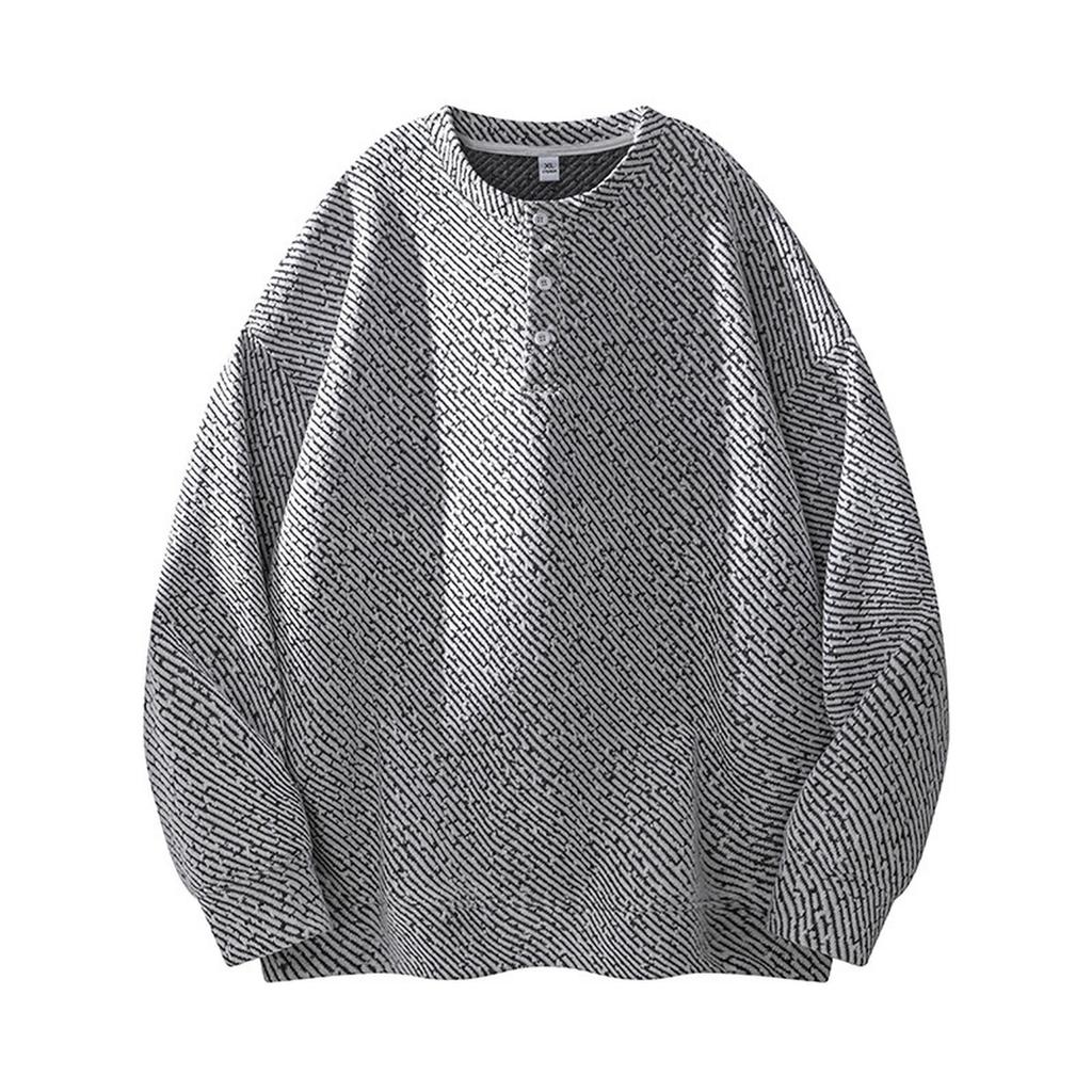 Men's Loose Sports Round Neck Hoodie Solid Color Lazy Wind Unhooded Top