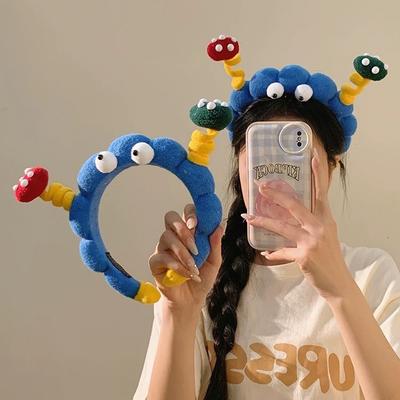 Cute and Fun Headband with Big Eyes, Plush Headband, High Skull Top, Face Wash, Pressure Headband, Photo for Women