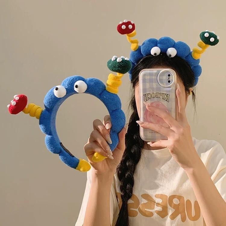 Cute and Fun Headband with Big Eyes, Plush Headband, High Skull Top, Face Wash, Pressure Headband, Photo for Women