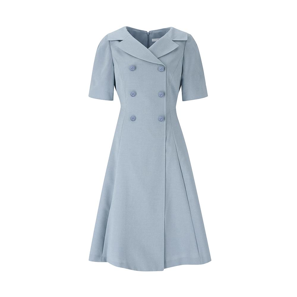SOUP Button Collar Short Sleeve Dress (Oz4Opq5)