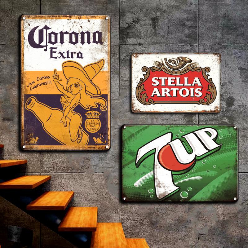 STELLA ARTOIS SAN MIGUEL CORONA Retro Vintage Metallschild Pub Bar Home Wanddekorationen Metall Werbung Malerei Poster