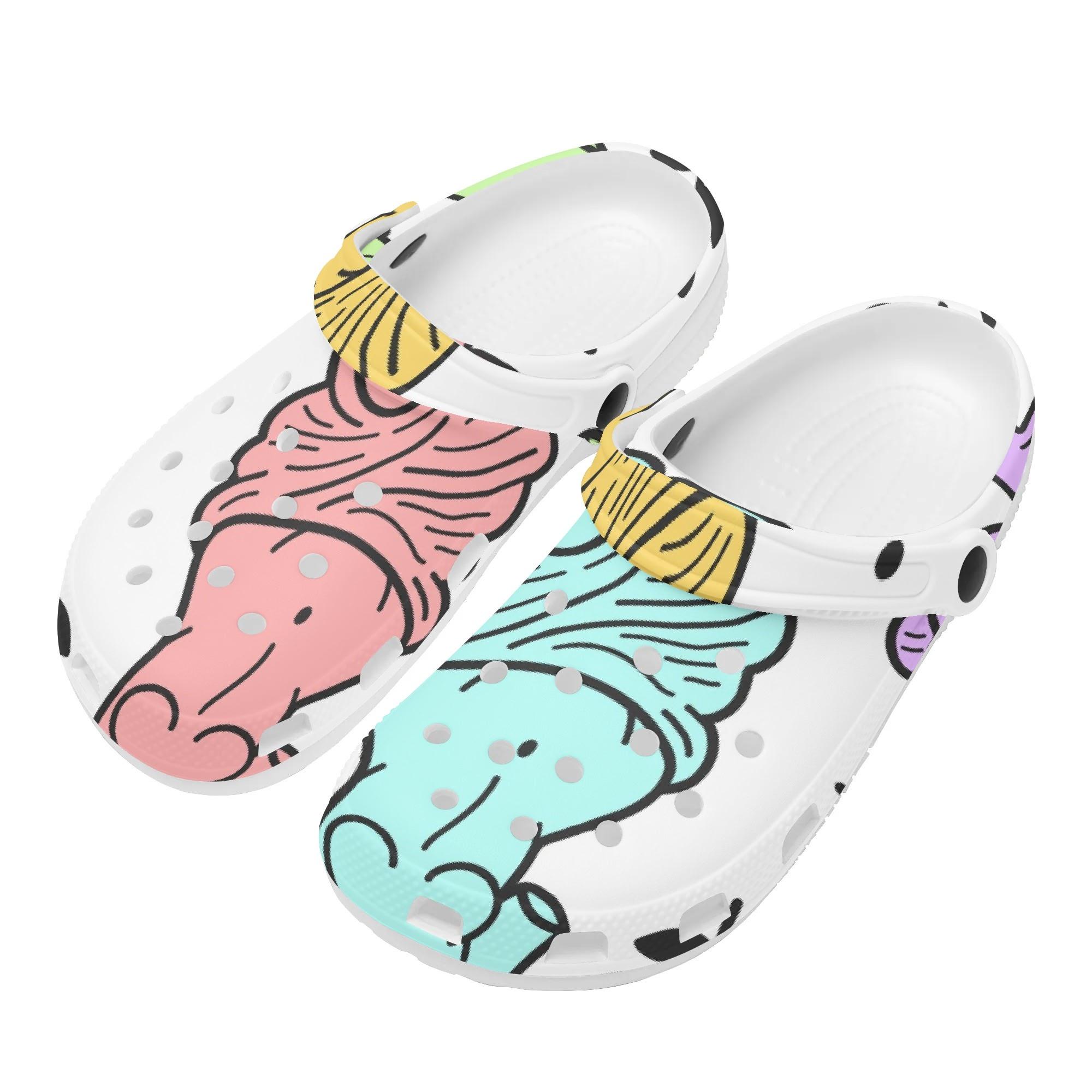 Cartoon Printed EVA Clogs Unisex Lightweight Breathable Slip On Casual Shoes Soft Sole Summer Sandals Indoor Outdoor Wear 36 белый