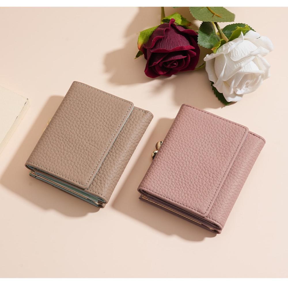 Premium Women's RFID Blocking Genuine Leather Wallet with Alloy Trim, Compact Coin Pocket & Anti-Theft Design