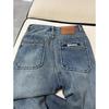Women's Winter Retro Blue High-Waisted Slim-Fit Straight-Leg Jeans - Plus Velvet, Thickened, Wide-Leg, Large Size for Curvy Figures