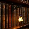 Ghost Pumpkin Bat Decoration Halloween Iron Library Lamp, Vintage Bookshelf Light with Spooky Home Decor Pendants, Reading Nook Nightlight,