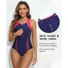 CHARMLEAKS Women One-piece Sports Swimsuit Front Zipper Design Color Block Quick Dry Swimwear Racerback Sewn-in Bra Bathing Suit