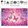 2D Pink Butterfly Themed Backdrop Sparkle Glitter Floral Party Decoration Banner