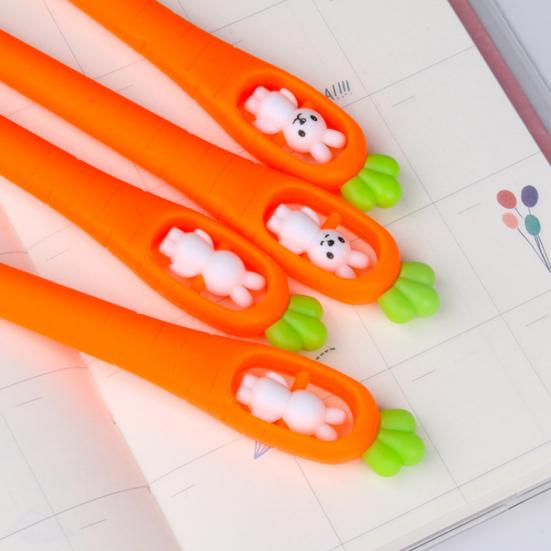 Süßer Hase Karottenform Gelstifte Glattes Schreiben Cartoon Tinte Stifte zum Notieren Und Für die Schule Lustige Tier Neuheit Stifte für Teenager Und Büro