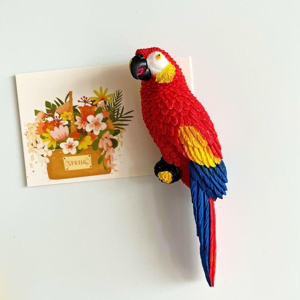1/2PCS Personalized creative rural 3D parrot refrigerator sticker home decoration sticker resin refrigerator sticker decoration