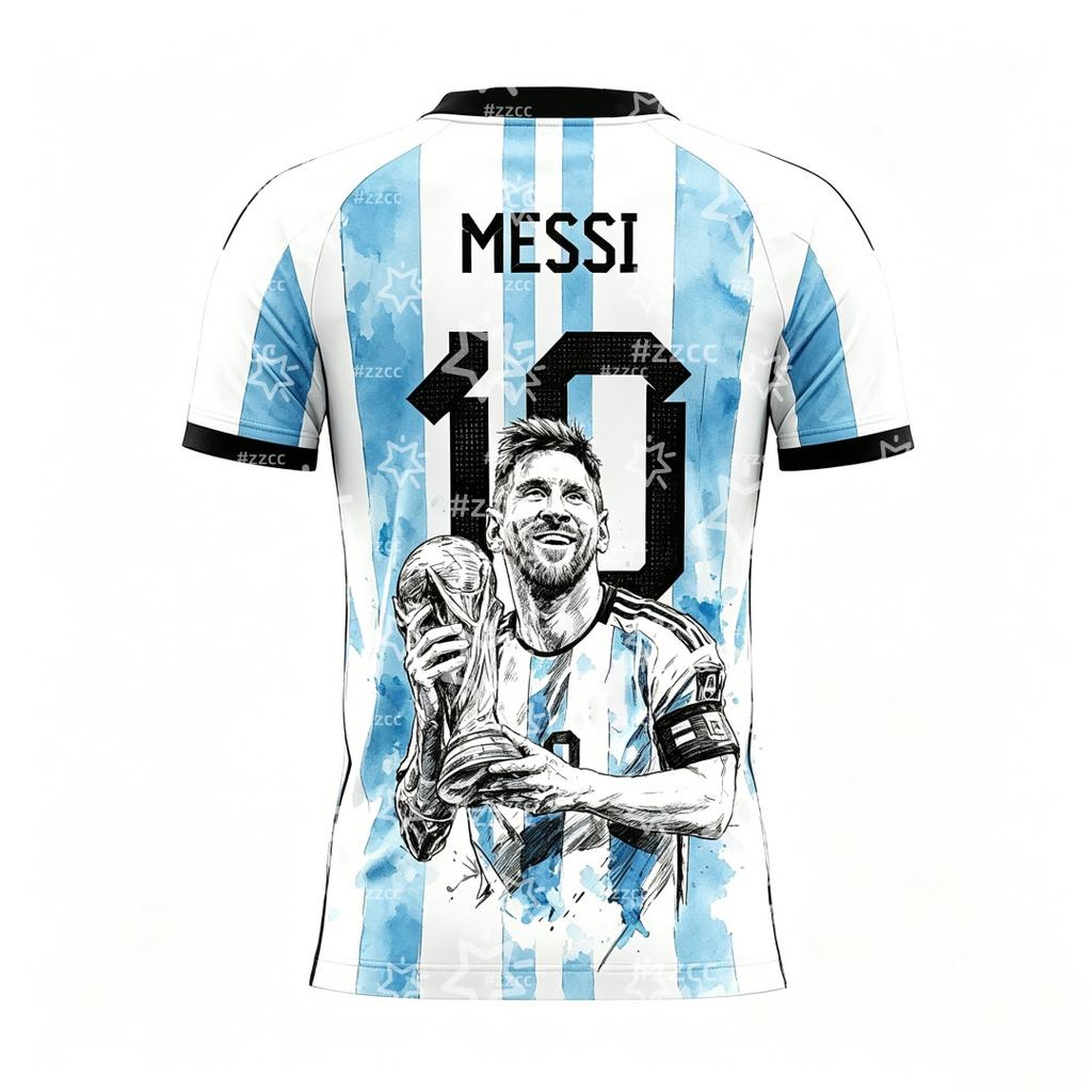 New Messi Summer 3D Printable Family Clothing Football Shirt T-shirt Is Loose and Comfortable Suitable for Daily Wear