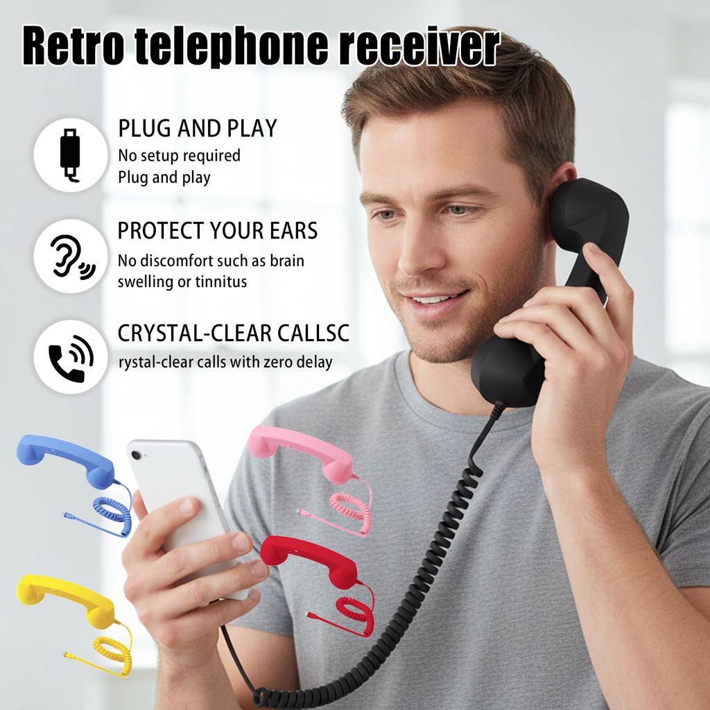 Landline Handle Receiver Ergonomics Creative Telephone Head Set Portable Vintage Phone Headset for Cell Mobile Video Conferences