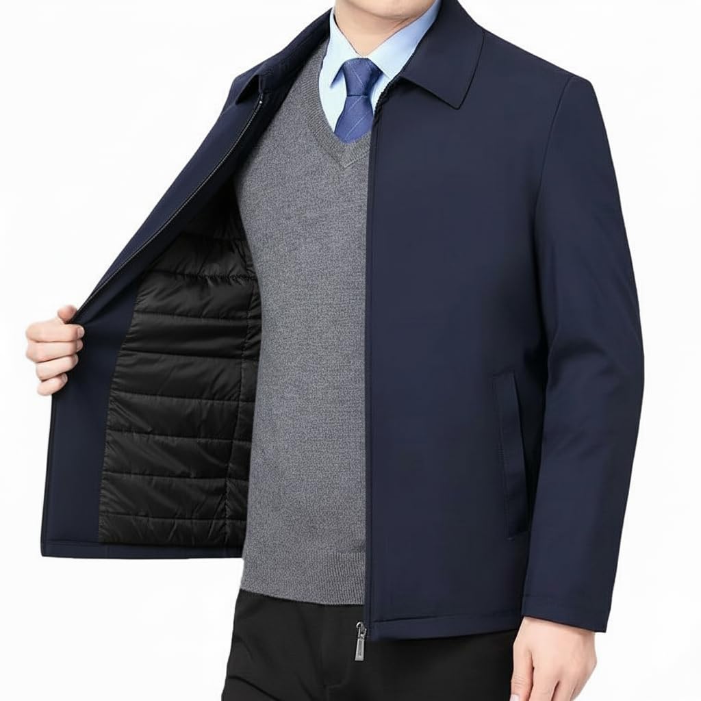 Emptio Formal Padded Jacket with Simple Zipper Stylish Outerwear for Retro Military Zipper Everyday Street Standard Down Jacket for American American