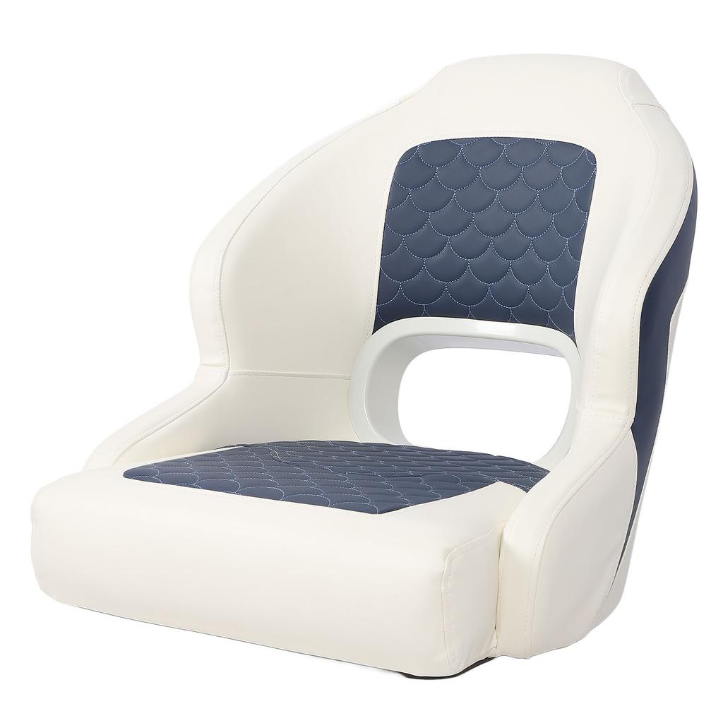 Yacht Captain Seat PVC Leather Water Resistant Scratch Proof Memory Foam with Backrest Two Tone Boat Seat for Pontoon