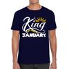 King Are Born In January Funny Birthday Month January Birthday Sayings Quotes Mens Tee Top
