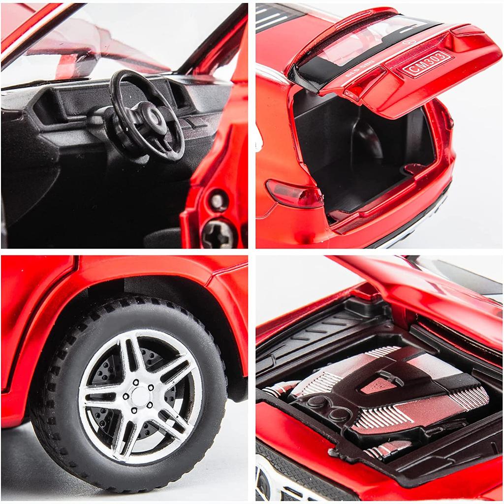 1:32 Scale Benz GLS580 Diecast Alloy Model Car, Pull Back Toy Vehicle with Sound and Light for Kids Adults Gift Collection