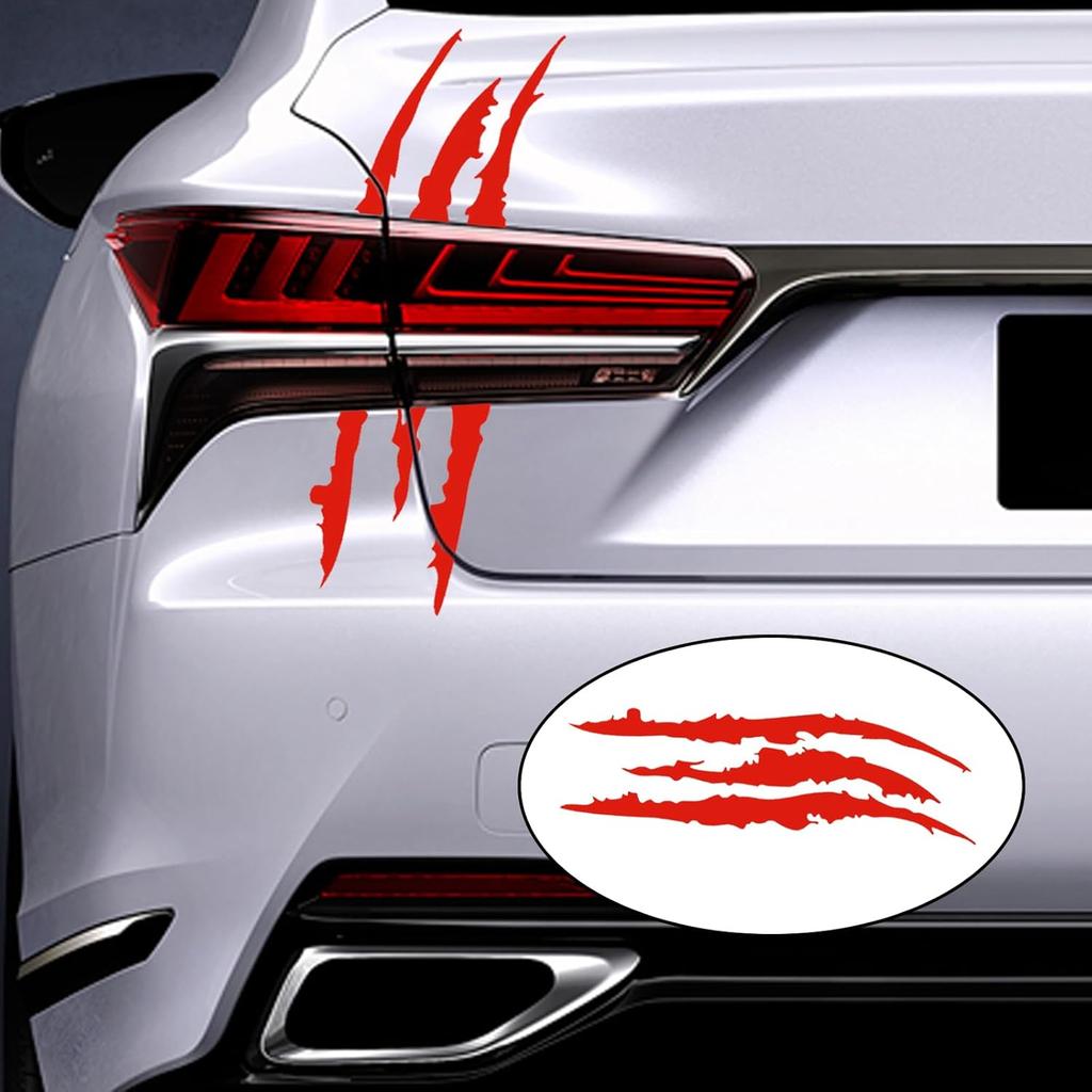 1 Full Set Monster Claw Sticker For Car Hood Decal 1 Set, Car Decals Claw Mark Stickers To Cover Hood Headlights Scratches, Modified