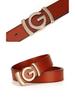Men's Smooth Buckle Vegetable Tanned Leather Belt, Adjustable Length