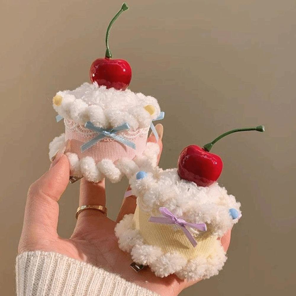 Plush Cherry Hairpin Cupcake Shape Mini Top Hat Cute Party Headdress Gift