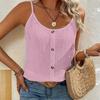 Women Sleeveless Round Neck Button Decor Casual Tank Top Lightweight Relaxed Fit Vest Blouse for Daily Wear