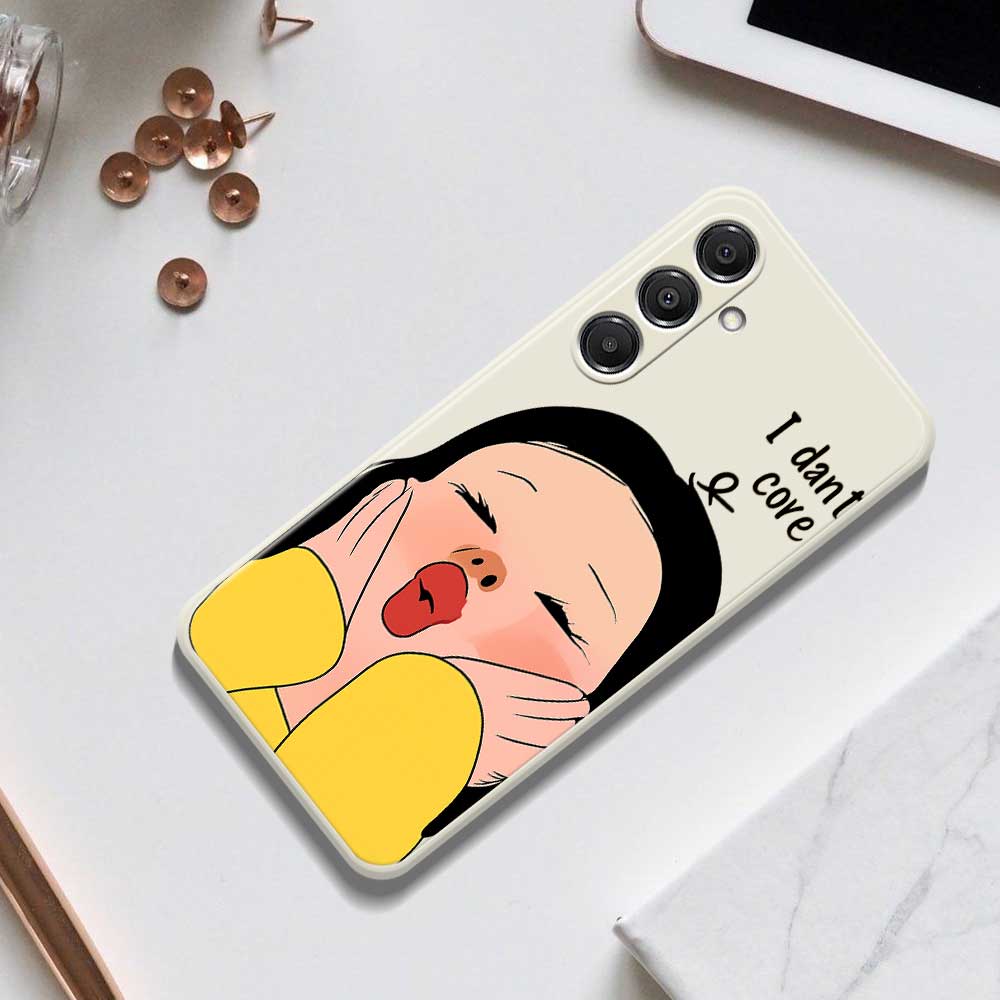 For Samsung Galaxy A16 5G/4G Case Girl Holding Face Pattern Printing Straight Edge TPU Phone Back Cover