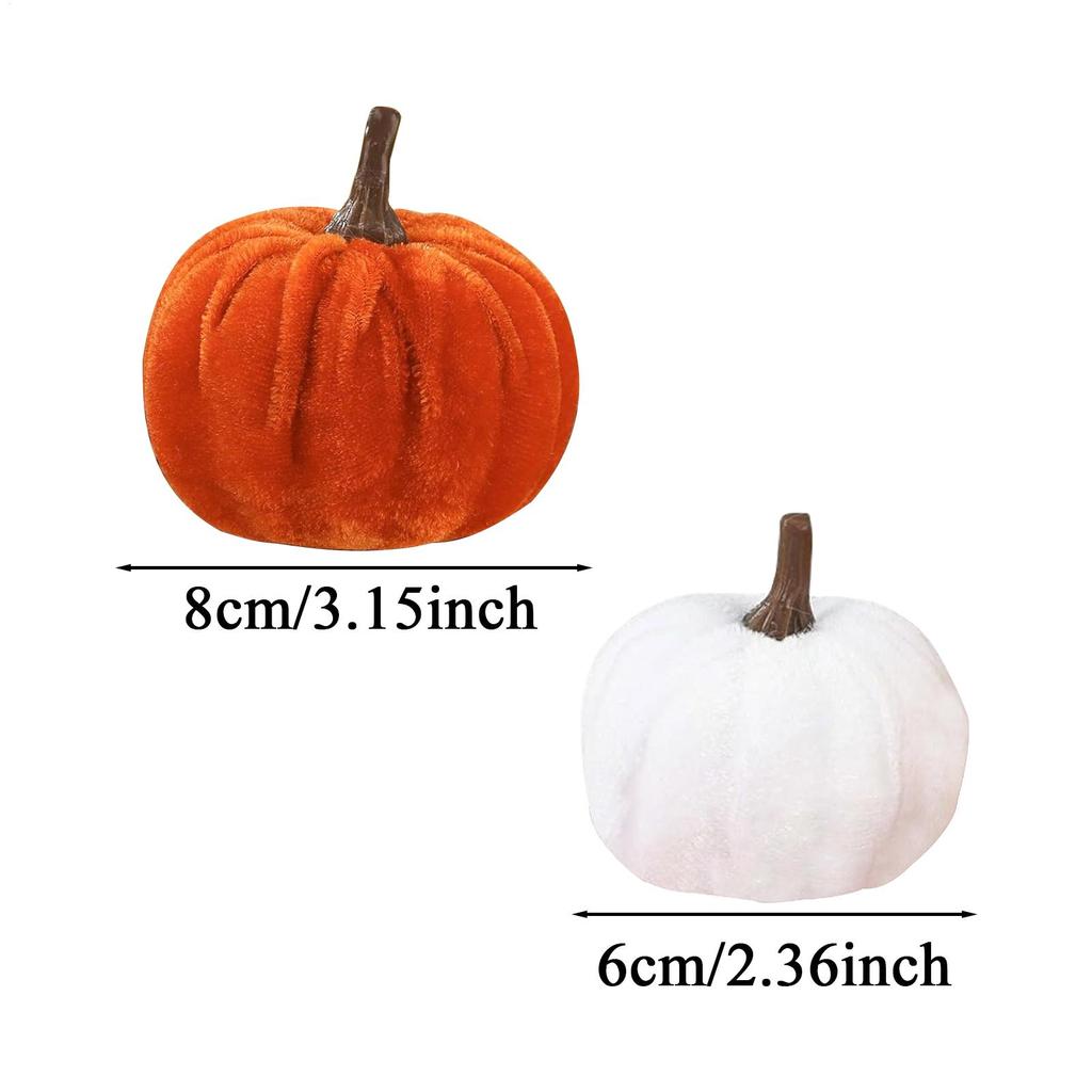 16pcs Velvet Artificial Pumpkin Decor Desktop Pumpkin Ornament Autumn Fall Thanksgiving Harvest Festival Halloween Decoration