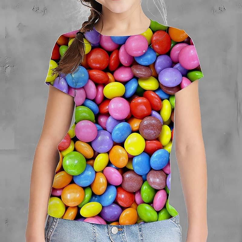 Kids Girls  T shirt Graphic Outdoor 3D Print Short Sleeve Crewneck Active 7-13 Years Summer Yellow Pink Blue 110cm