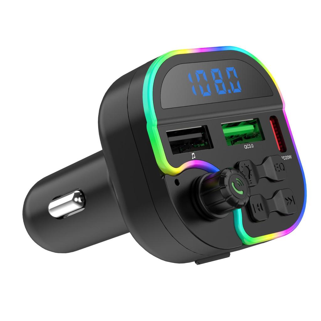 Bluetooth Car MP3 Player with Hands-Free Calling, USB Card Playback, FM Transmitter & Colorful Atmosphere