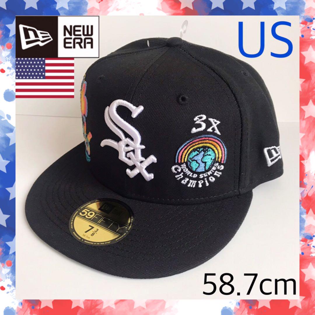 

[USED] Rare New Era White Sox USA Cap, Black, 58.7cm