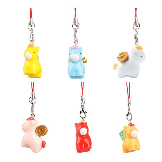 Phone Pendant 2026 Year of Horse Charm Good Luck Keychain Zodiac Animal Shape Mobile Phones Keys Bags Ornament