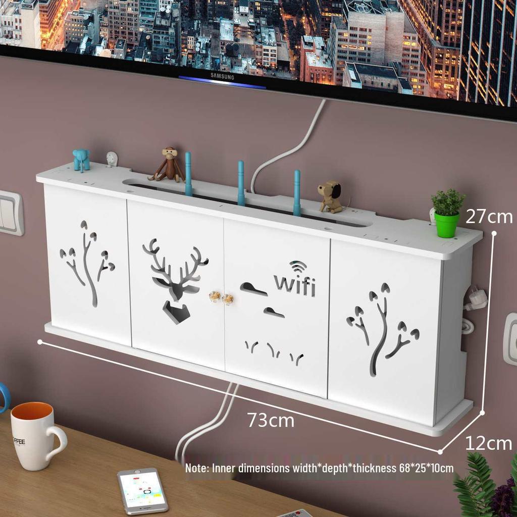 Wall-Mounted No-Drill WiFi Router and TV Set-Top Box Shelf for Living Room/Bedroom