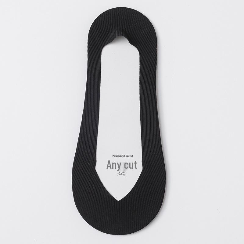 Women's Summer Ice Silk Low-Cut Socks - Non-Slip Heel, Cotton Sole, Invisible & Thin