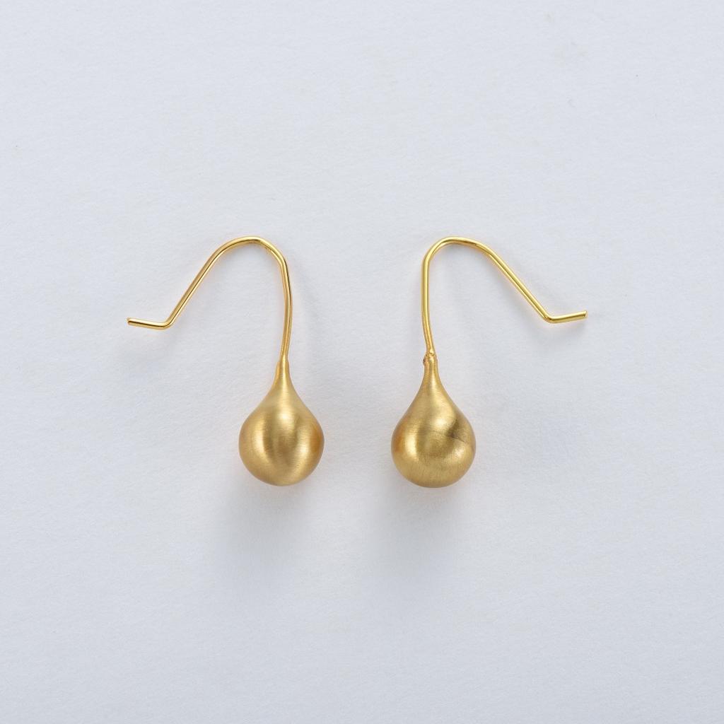 Simple Geometric Water Drop Hand Brushed Hanging Stud Earrings, High-End Design, Light Luxury Temperament Earrings For Women