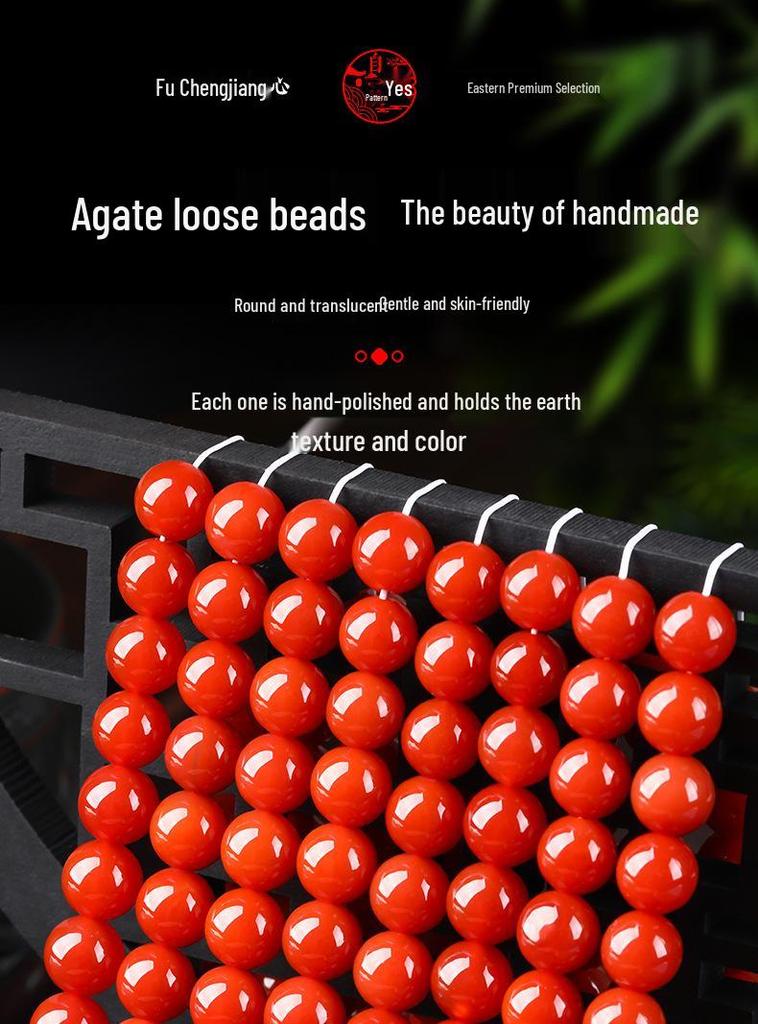 Second Gen Southern Red Agate Beads: Semi-finished DIY Jewelry Accessories for Beaded Bracelets and Necklaces.