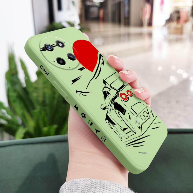 

Red Sports Car Phone Case For OPPO Realme 12 11 10 9 9i 8 8i 7 Pro Plus C35 C21Y C25Y C25 4G 5G Liquid Silicone Cover Realme 12 Plus 5G світло-зелений колір