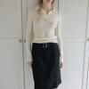Elssibeui Polka Dot Belted Skirt_Black