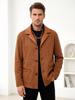 Men's Fleece-Lined Workwear Jacket with Button & Zipper Closure - Thick & Warm for Autumn/Winter
