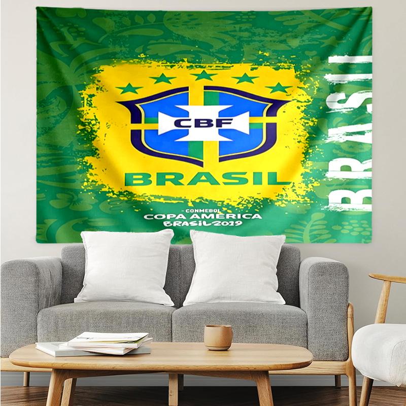 Brazilian Football Federation Printed Printed Tapestry, for Bedroom,Livingroom, Dormitory, Large Wall Decor, Fabric Decor Fan Birthday Gifts