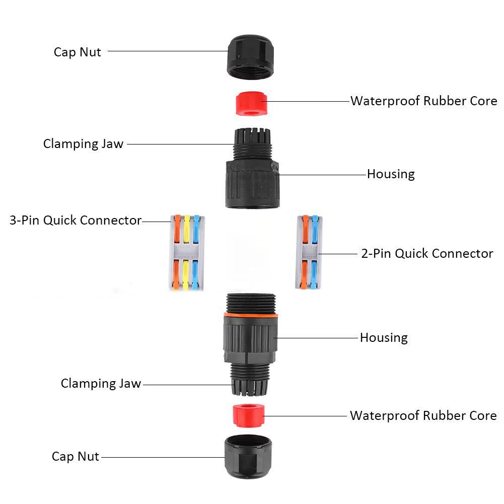 1PC IP68 Waterproof Joint Wire Quick Connection Waterproof Connector 2/3 Pin Solder Less LED Lamp Wiring Outdoor Rainproof Terminal